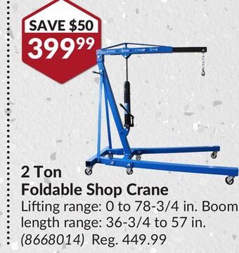Princess Auto 2 ton foldable shop crane offer