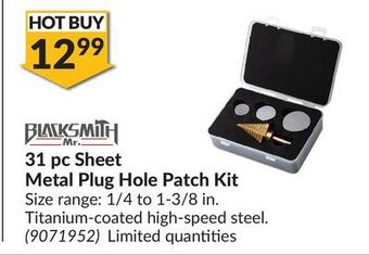 Princess Auto 31 pc sheet metal plug hole patch kit offer