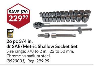 Princess Auto 26 pc 3/4 in. dr sae/metric shallow socket set offer