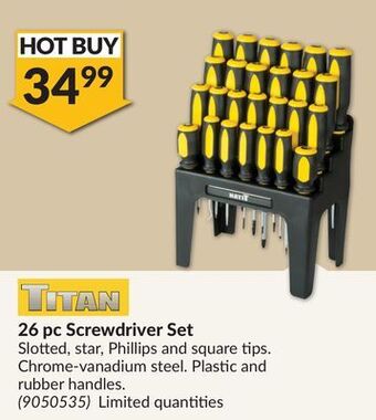 Princess Auto Titan 26 pc screwdriver set offer