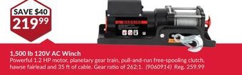 Princess Auto 1,500 lb 120v ac winch offer