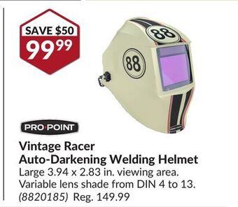 Princess Auto Vintage racer auto-darkening welding helmet offer