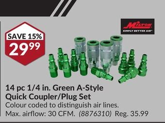Princess Auto 14 pc 1/4 in. green a-style quick coupler/plug set offer