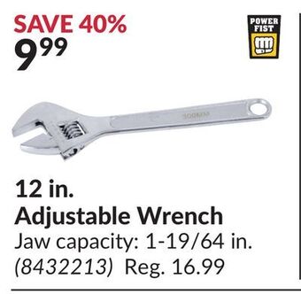 Princess Auto 12 in. adjustable wrench offer
