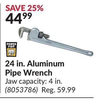 Princess Auto 24 in. aluminum pipe wrench offer