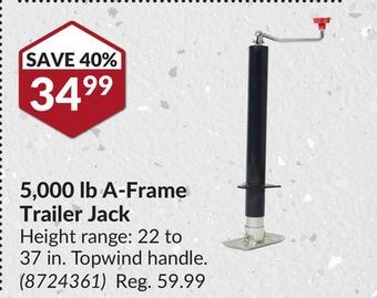 Princess Auto 5,000 lb a-frame trailer jack offer