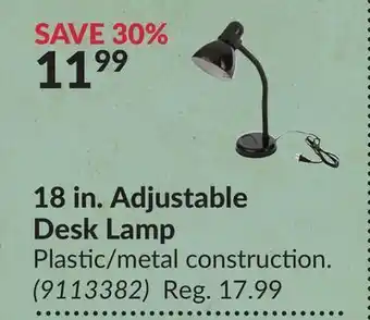 Princess Auto 18 in. adjustable desk lamp offer