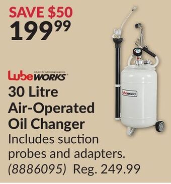 Princess Auto 30 litre air-operated oil changer offer