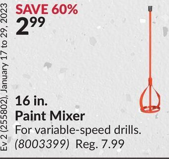 Princess Auto 16 in. paint mixer offer