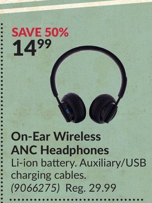 Princess Auto On-ear wireless anc headphones offer