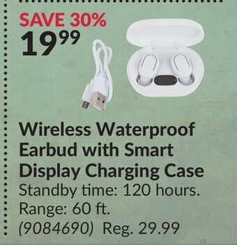 Princess Auto Wireless waterproof earbud with smart display charging case offer