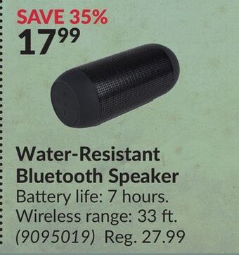 Princess Auto Water-resistant bluetooth speaker offer