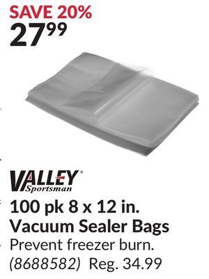 Princess Auto 100 pk 8 x 12 in. vacuum sealer bags offer