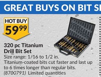 Princess Auto 320 pc titanium drill bit set offer
