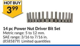 Princess Auto 14 pc power nut driver bit set offer
