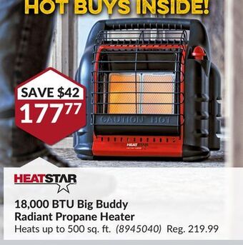 Princess Auto Heatstar 18,000 btu big buddy radiant propane heater offer