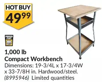 Princess Auto 1,000 lb compact workbench offer