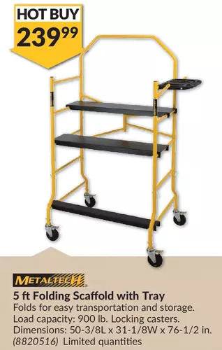 Princess Auto Metaltech 5 ft folding scaffold with tray offer