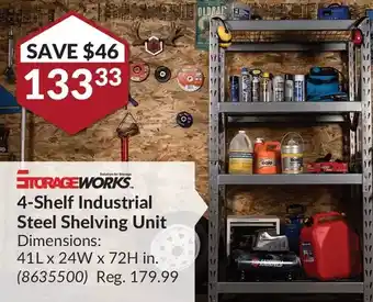 Princess Auto Storageworks 4-shelf industrial steel shelving unit offer