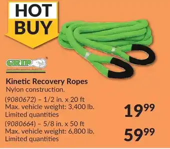 Princess Auto Grip kinetic recovery ropes offer