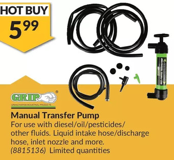 Princess Auto Grip manual transfer pump offer
