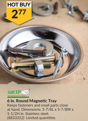 Princess Auto Grip 6 in. round magnetic tray offer
