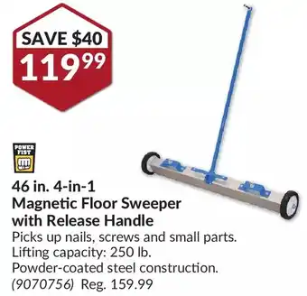 Princess Auto 46 in. 4-in-1 magnetic floor sweeper with release handle offer