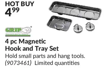 Princess Auto Grip 4 pc magnetic hook and tray set offer