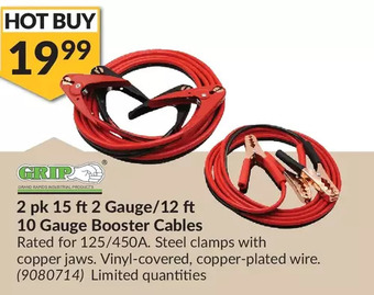 Princess Auto 2 pk 15 ft 2 gauge/12 ft 10 gauge booster cables offer