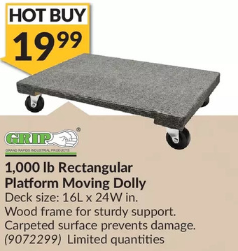 Princess Auto 1,000 lb rectangular platform moving dolly offer