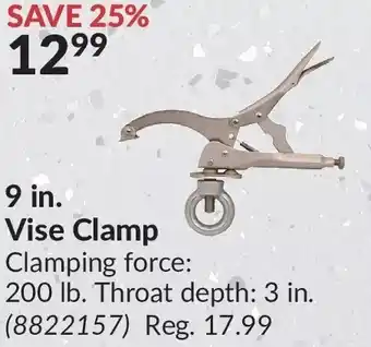 Princess Auto 9 in. vise clamp offer