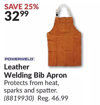 Princess Auto Powerweld leather welding bib apron offer