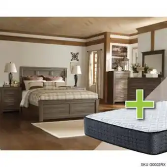 Aaron's Juararo ii 6 - piece queen bedroom set w/ 12" upland premium tight top firm memory foam mattress, foundation, & cases offer