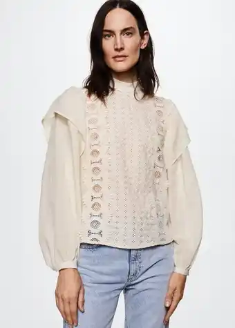 Mango Embroidered panel blouse offer