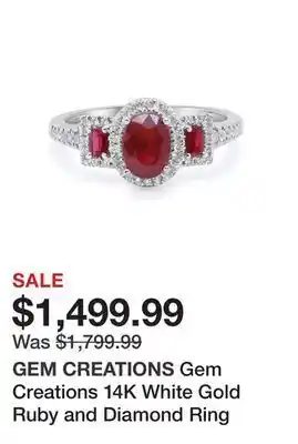 TSC Stores Gem creations 14k white gold ruby and diamond ring offer