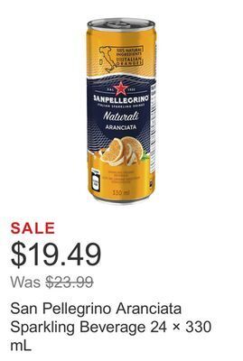 Costco San pellegrino aranciata sparkling beverage 24 × 330 ml offer