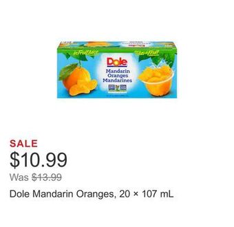 Costco Dole mandarin oranges, 20 × 107 ml offer