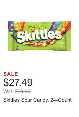 Costco Skittles sour candy, 24-count offer