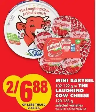 No Frills Mini Babybel 102-129 g or The Laughing Cow Cheese 120-133 g offer