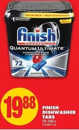 No Frills Finish Dishwasher Tabs 72-105's offer