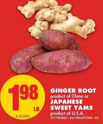 No Frills Ginger Root or Japanese Sweet Yams offer