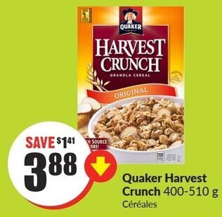 FreshCo Quaker Harvest Crunch 400-510 g offer