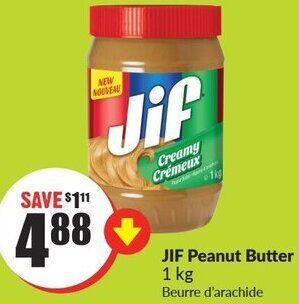 FreshCo JIF Peanut Butter 1 kg offer