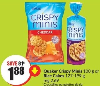 FreshCo Quaker Crispy Minis 100g or Rice Cakes 127-199 g offer