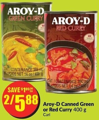 FreshCo Aroy-D Canned Green or Red Curry 400 g offer