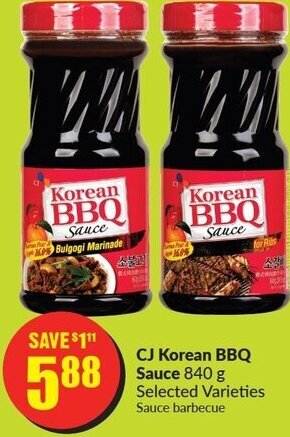 FreshCo CJ Korean BBQ Sauce 840 g offer
