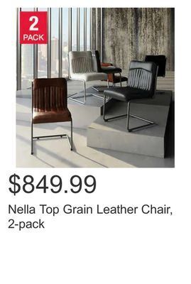 Costco Nella top grain leather chair, 2-pack offer