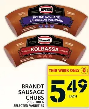 Food Basics Brandt sausage chubs offer
