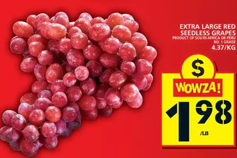 Food Basics Extra large red seedless grapes offer