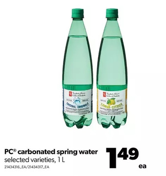 Real Canadian Superstore Pc carbonated spring water offer